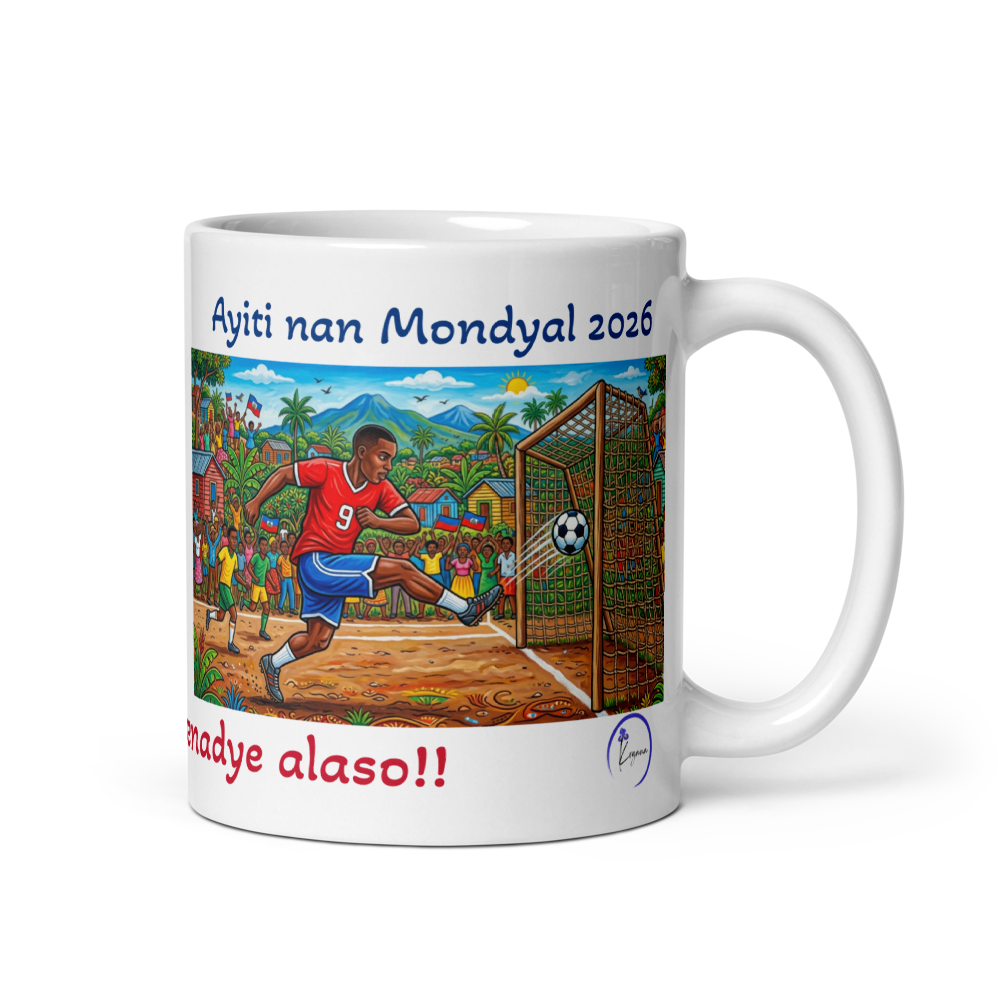 Nou Nan Mondyal - Haiti is in the World Cup White glossy mug