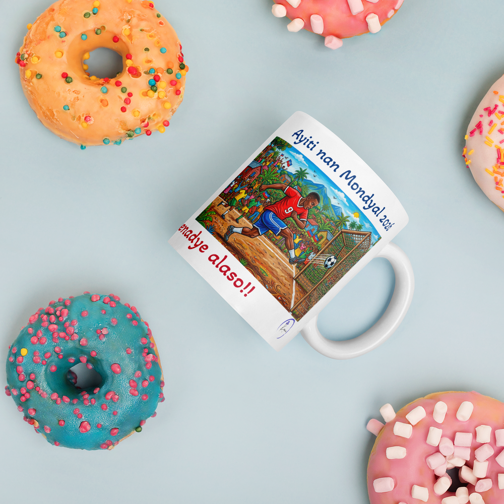 Nou Nan Mondyal - Haiti is in the World Cup White glossy mug